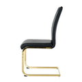 4-Piece Modern Faux Leather Dining Chair Set with Gold Metal Legs and Padded Seats