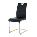 4-Piece Modern Faux Leather Dining Chair Set with Gold Metal Legs and Padded Seats