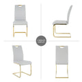 4-Piece Modern Faux Leather Dining Chair Set with Gold Metal Legs and Padded Seats