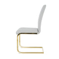 4-Piece Modern Faux Leather Dining Chair Set with Gold Metal Legs and Padded Seats