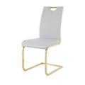 4-Piece Modern Faux Leather Dining Chair Set with Gold Metal Legs and Padded Seats