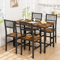 5-Piece Dining Set for 4: Metal Frame Table and Chairs for Kitchen and Breakfast Room