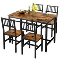 5-Piece Dining Set for 4: Metal Frame Table and Chairs for Kitchen and Breakfast Room