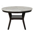 Kate 47-Inch Round Dining Table with Faux Marble Surface in White and Brown