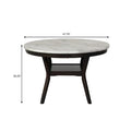 Kate 47-Inch Round Dining Table with Faux Marble Surface in White and Brown