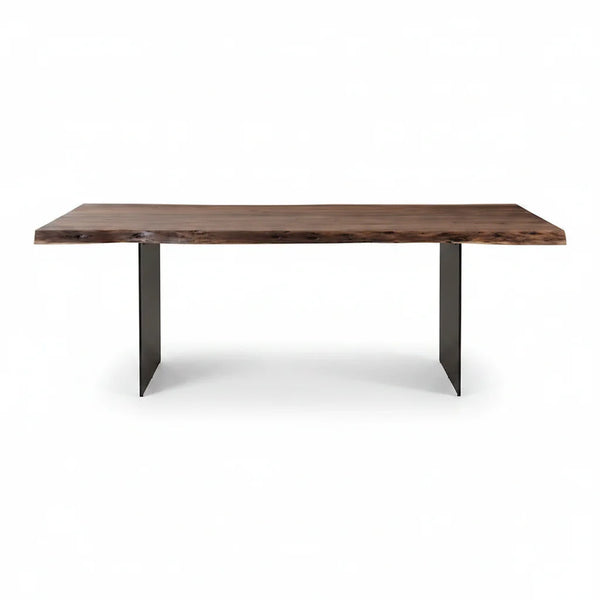Aurelle Home Contemporary Live Edge Acacia and Iron Dining Table - 94" x 38"