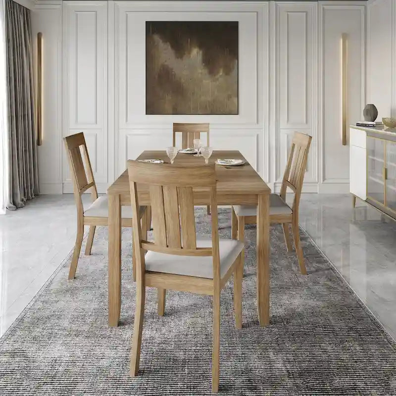 CraftPorch Classic 5-Piece Wooden Dining Ensemble