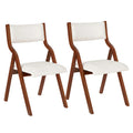 Set of 2 Upholstered Folding Dining Chairs - Space-Saving Wooden Design