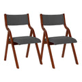 Set of 2 Upholstered Folding Dining Chairs - Space-Saving Wooden Design