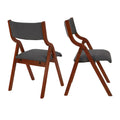 Set of 2 Upholstered Folding Dining Chairs - Space-Saving Wooden Design