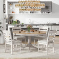 5-Piece Retro Wood Dining Set: Round Extendable Table with 4 Upholstered Chairs