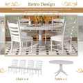 5-Piece Retro Wood Dining Set: Round Extendable Table with 4 Upholstered Chairs