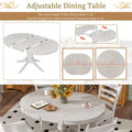 5-Piece Retro Wood Dining Set: Round Extendable Table with 4 Upholstered Chairs
