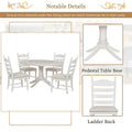 5-Piece Retro Wood Dining Set: Round Extendable Table with 4 Upholstered Chairs