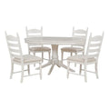5-Piece Retro Wood Dining Set: Round Extendable Table with 4 Upholstered Chairs