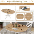 5-Piece Retro Wood Dining Set: Round Extendable Table with 4 Upholstered Chairs