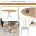 5-Piece Retro Wood Dining Set: Round Extendable Table with 4 Upholstered Chairs