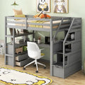 Merax Loft Bed with Integrated Desk and Storage Shelves