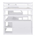 Merax Loft Bed with Integrated Desk and Storage Shelves