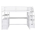 Merax Loft Bed with Integrated Desk and Storage Shelves