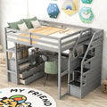 Merax Loft Bed with Integrated Desk and Storage Shelves
