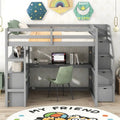 Merax Loft Bed with Integrated Desk and Storage Shelves