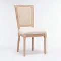 Set of 2 Antique Rattan-Back Dining Chairs with Solid Wood Frame