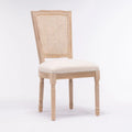 Set of 2 Antique Rattan-Back Dining Chairs with Solid Wood Frame