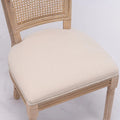 Set of 2 Antique Rattan-Back Dining Chairs with Solid Wood Frame