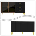 Contemporary Wooden Sideboard Featuring 2 Amber-Yellow Tempered Glass Doors