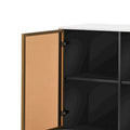 Contemporary Wooden Sideboard Featuring 2 Amber-Yellow Tempered Glass Doors