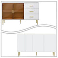 Contemporary Wooden Sideboard Featuring 2 Amber-Yellow Tempered Glass Doors