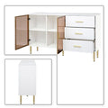 Contemporary Wooden Sideboard Featuring 2 Amber-Yellow Tempered Glass Doors