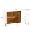 Contemporary Wooden Sideboard Featuring 2 Amber-Yellow Tempered Glass Doors