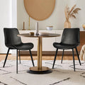 CangLong Set of 2 Mid-Century Dining Chairs with Soft PU Leather Cushions and Metal Legs, Black