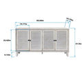 60-Inch Farmhouse Natural Wood Wash Wooden Sideboard Buffet Server with 4 Shutter Doors - Accent Storage Cabinet
