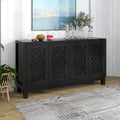 Spacious 4-Door Sideboard Buffet Cabinet with Pull Ring Handles