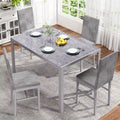 Grondin Contemporary 5-Piece Dining Set with Tempered Glass Table and 4 Diamond-Stitched PU Leather Chairs