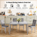 Grondin Contemporary 5-Piece Dining Set with Tempered Glass Table and 4 Diamond-Stitched PU Leather Chairs
