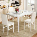 Grondin Contemporary 5-Piece Dining Set with Tempered Glass Table and 4 Diamond-Stitched PU Leather Chairs