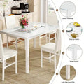 Grondin Contemporary 5-Piece Dining Set with Tempered Glass Table and 4 Diamond-Stitched PU Leather Chairs