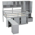 Spacious Wooden Loft Bed with Ample Storage, Under-Bed Desk, Drawers, and Shelves