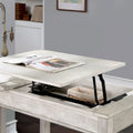 Lemper Antique White Wood Lift-Top Corner Desk with USB Port - Farmhouse Style by Furniture of America