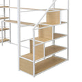 MERAX Twin Metal Loft Bed with Staircase, Desk, and Shelving