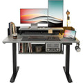 FEZIBO Ergonomic Electric Standing Desk with Shelves and Monitor Stand – Adjustable Sit-Stand Home Office Solution with Storage