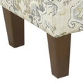 Large Brown and Cream Medallion Print Upholstered Wooden Bench with Hinged Storage