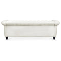 Cream 84.65 Traditional Chesterfield 3-Seater Sofa in PU Leather