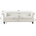 Cream 84.65 Traditional Chesterfield 3-Seater Sofa in PU Leather