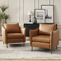 Set of 2 Christopher Modern Armchairs with Anti-Scratch Fabric and Black Metal Legs by HULALA HOME