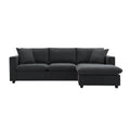 Contemporary L-Shaped Sectional Sofa Set with 2 Complimentary Pillows, 4-Seater Polyester Couch and Convertible Ottoman